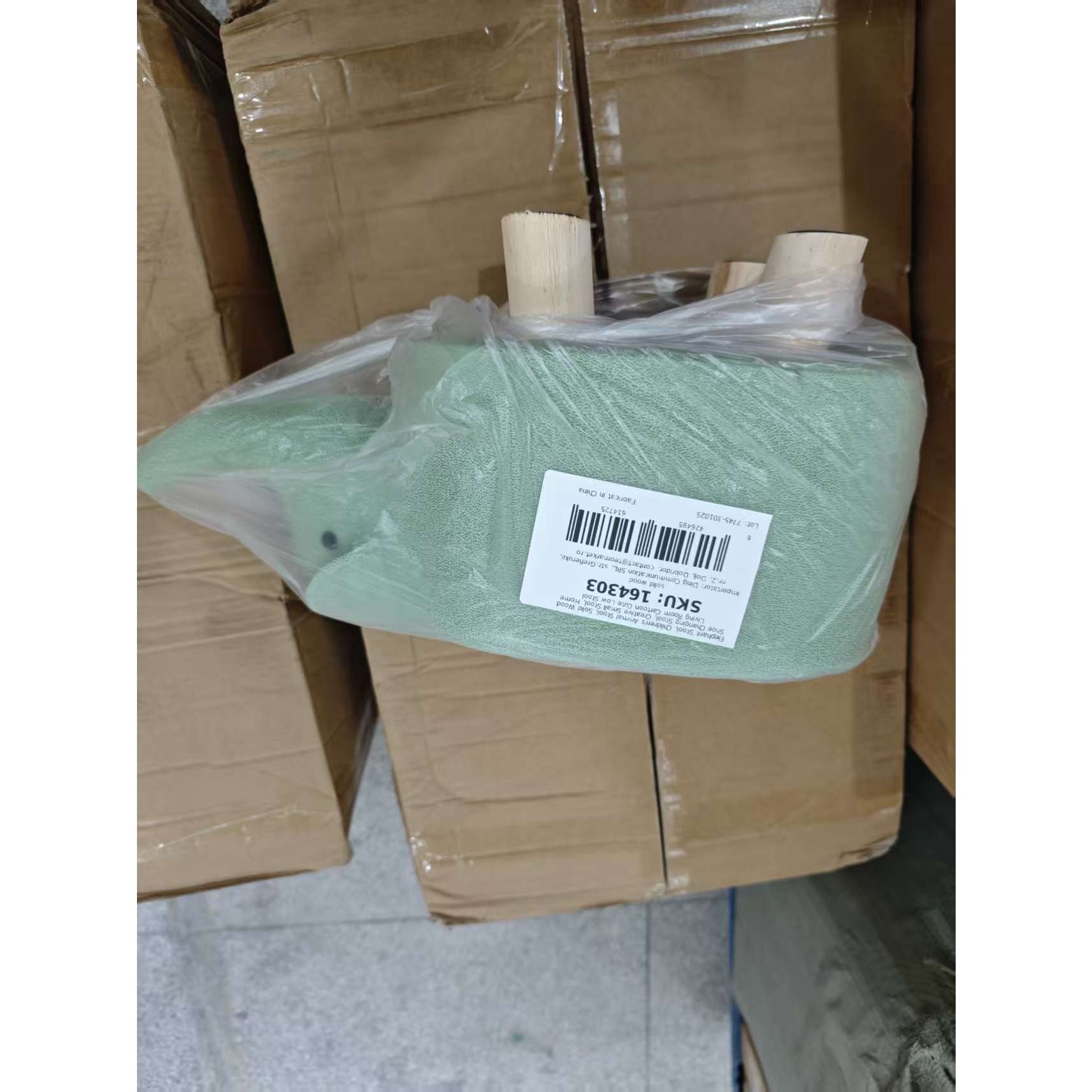 Taburet pentru Copii, Flippy, Scaun Tip Taburet, Model Elefant, din Lemn Masiv, Scaun pentru Copii, 30 x 25 x 25 cm, Verde [2]