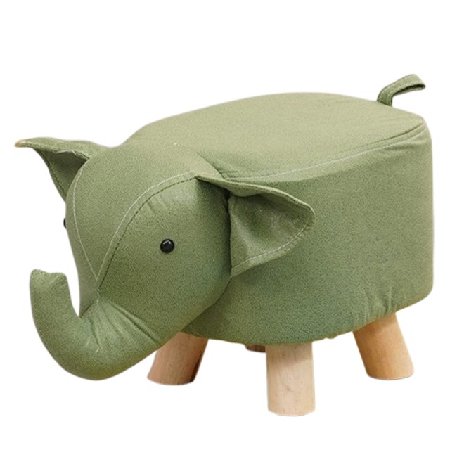 Taburet pentru Copii, Flippy, Scaun Tip Taburet, Model Elefant, din Lemn Masiv, Scaun pentru Copii, 30 x 25 x 25 cm, Verde [1]