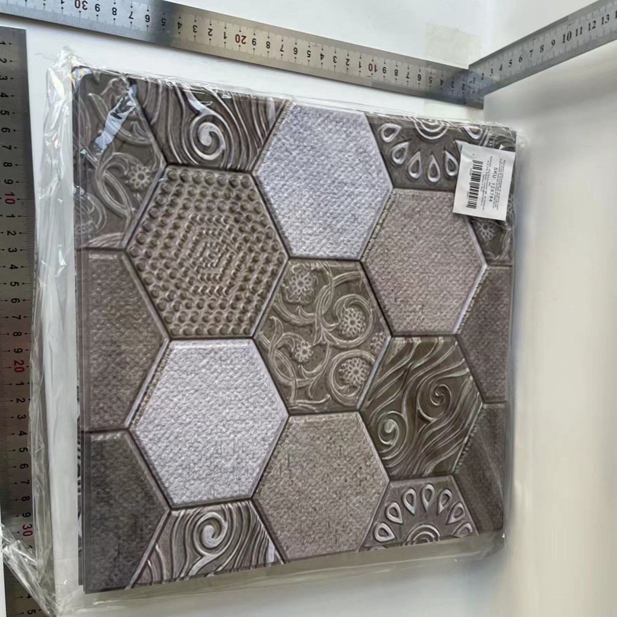 10 x Placi Tapet Autocolant 3D cu Imitatie de Marmura Hexagonala, pentru Perete Bucatarie Sufragerie, Usor de Curatat, Rezistent la Apa, Autoadeziv [9]