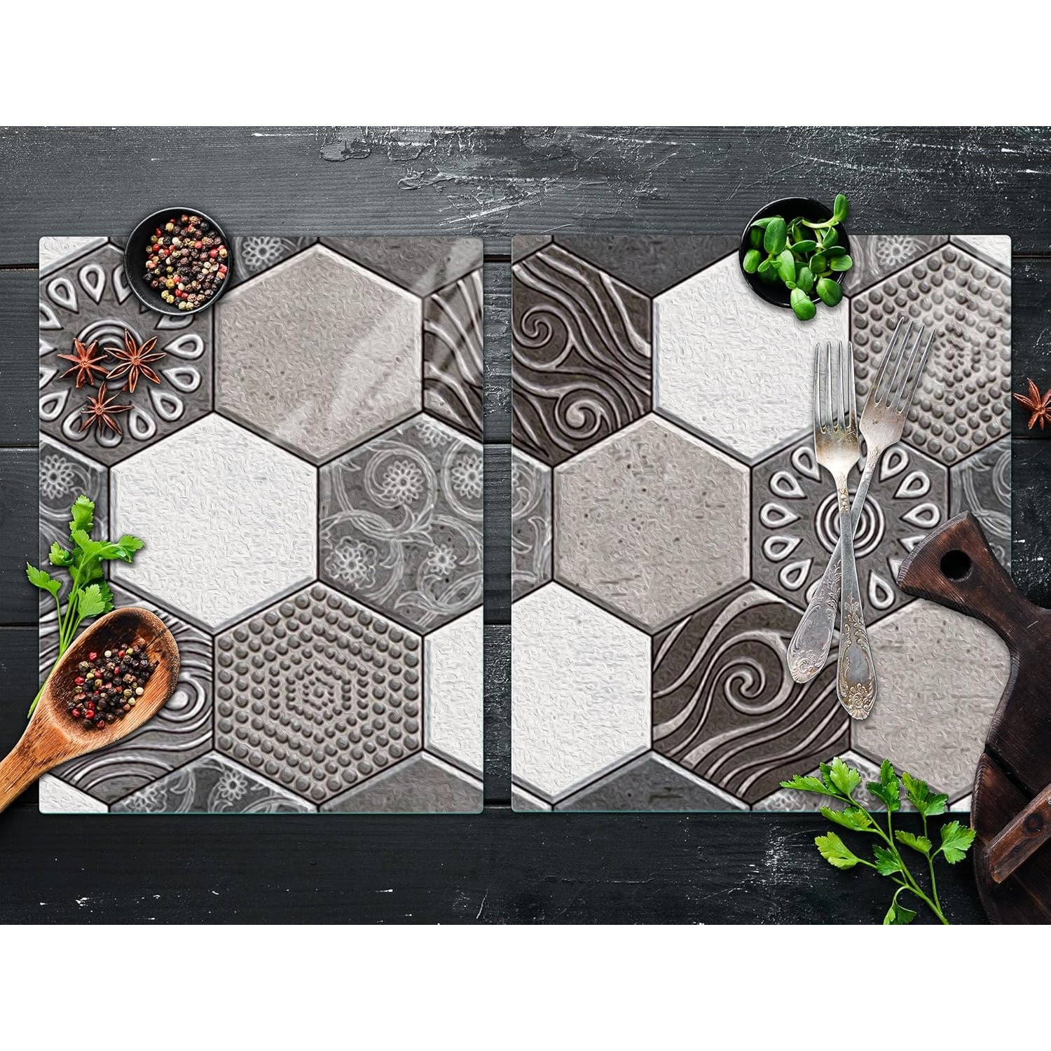10 x Placi Tapet Autocolant 3D cu Imitatie de Marmura Hexagonala, pentru Perete Bucatarie Sufragerie, Usor de Curatat, Rezistent la Apa, Autoadeziv [1]