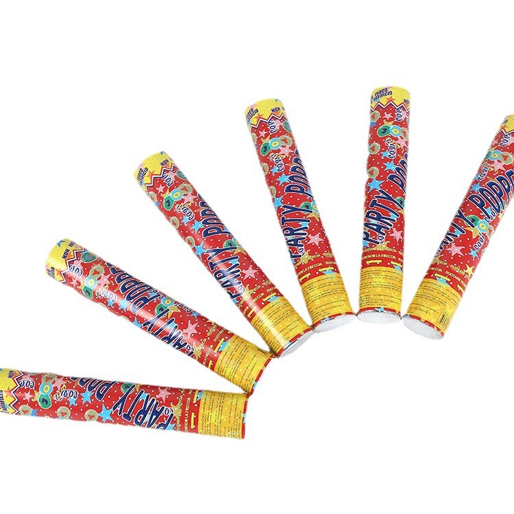 Tun de Confetti, Flippy, Party Popper 40 cm, Model Stelute, Inimioare, Paiete Lucioase, 3 cm Diametru, Multicolor [1]
