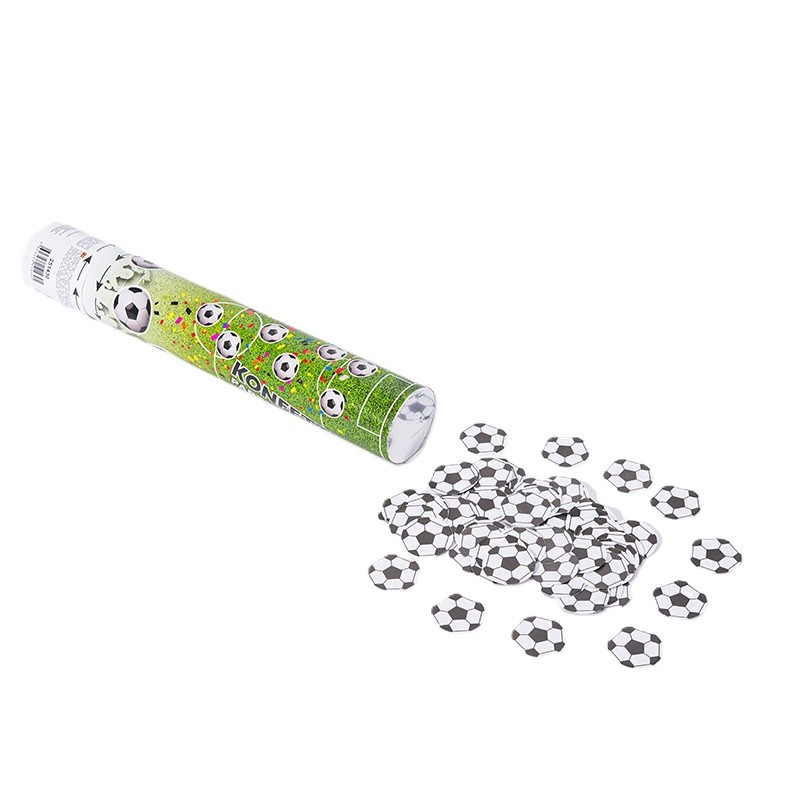 Cadouri și petreceri - Tun Confetti, Flippy, Model Mingi de Fotbal, 28 cm, Ambalaj din Carton, Eliberare prin Rasucire, Alb Negru