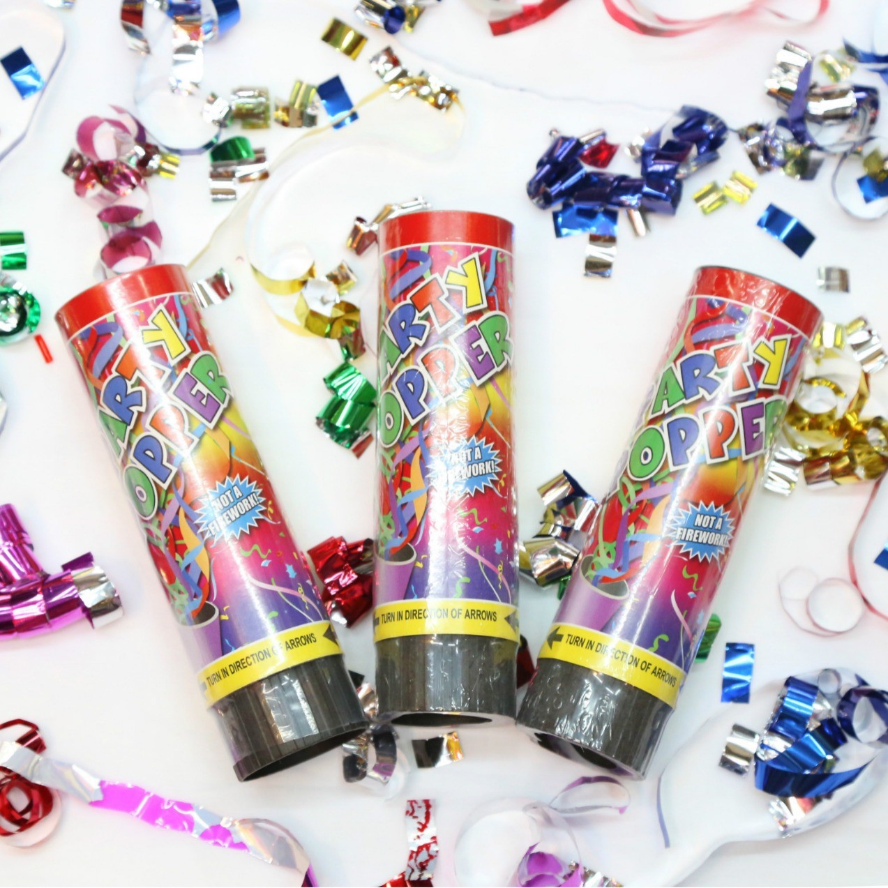 Tun de Confetti, Flippy, Party Popper 20 cm, Model Panglici din Folie, Multicolor [1]