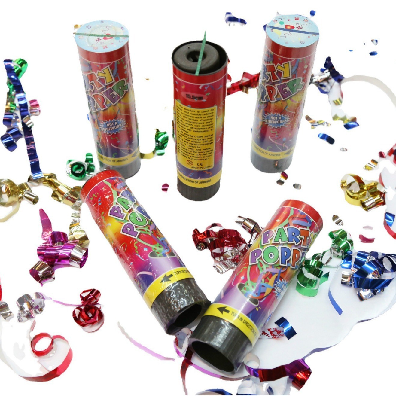 Tun de Confetti, Flippy, Party Popper 20 cm, Model Panglici din Folie, Multicolor [2]