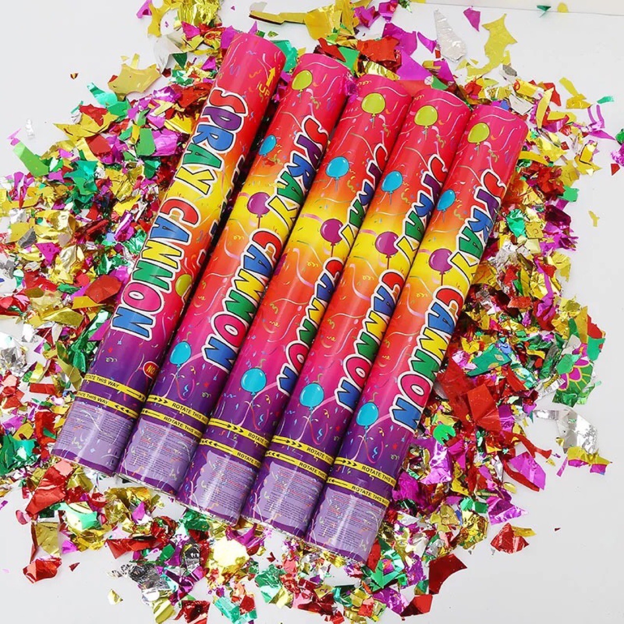 Tub de Confetti, Flippy, Clasic, 60x5 cm, Confetii Asortate din Plastic, Eliberare prin Rasucire, Multicolor [4]