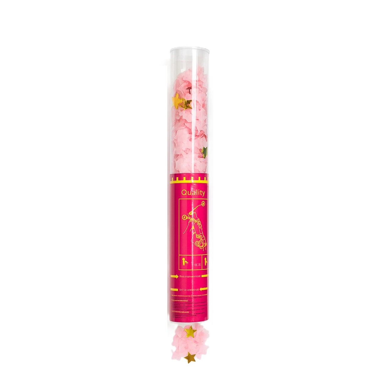 Tun de Confetti, Flippy, 40 cm, Model Stelute din Folie si Hartie, Ambalaj PET, Roz [2]
