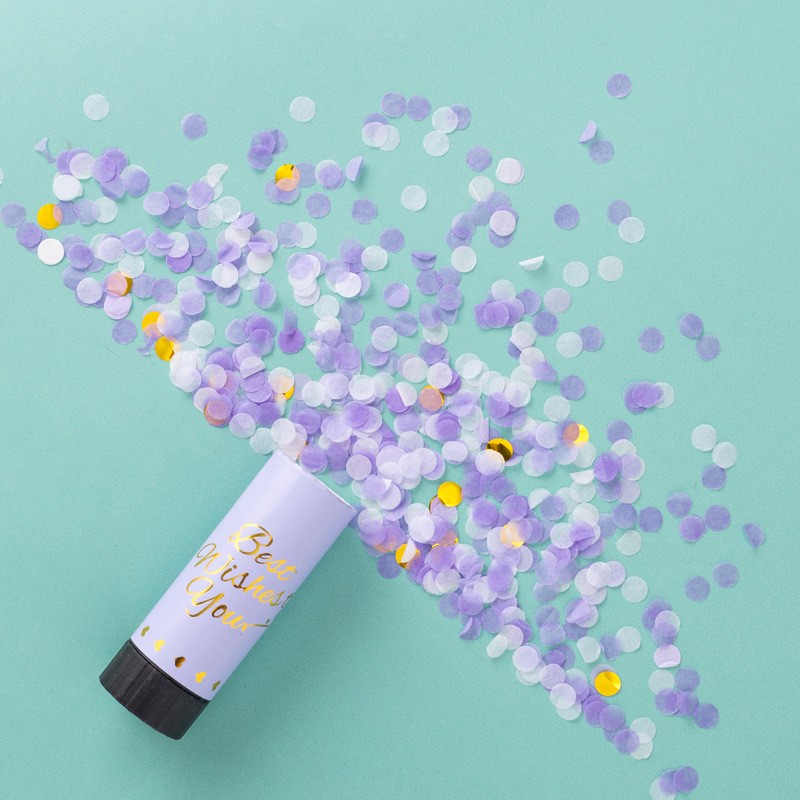 Tun de Confetti, Flippy, Best Wishes 11 x 4 cm, Model Buline din Hartie si Folie, Mov [1]