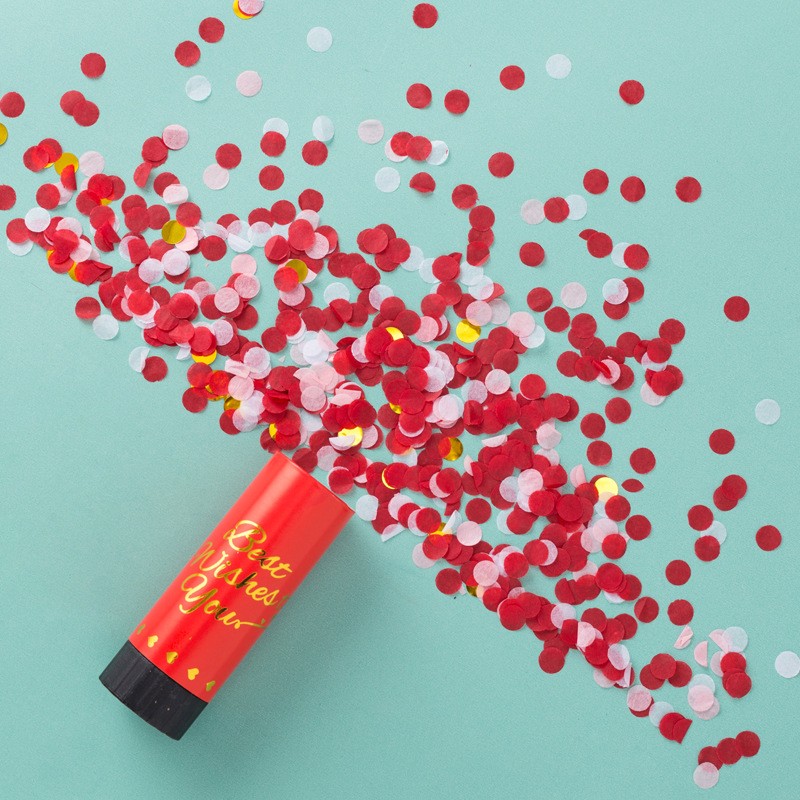 Tun de Confetti, Flippy, Best Wishes 11 x 4 cm, Model Buline din Hartie si Folie, Rosu [3]