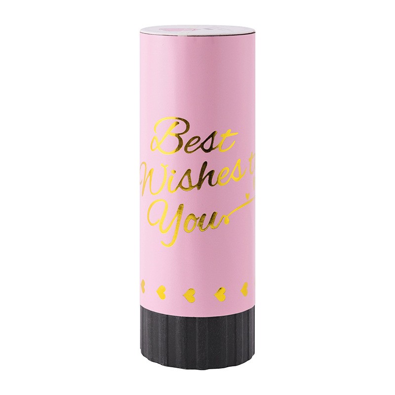 Tun de Confetti, Flippy, Best Wishes 11 x 4 cm, Model Buline din Hartie si Folie, Roz [5]