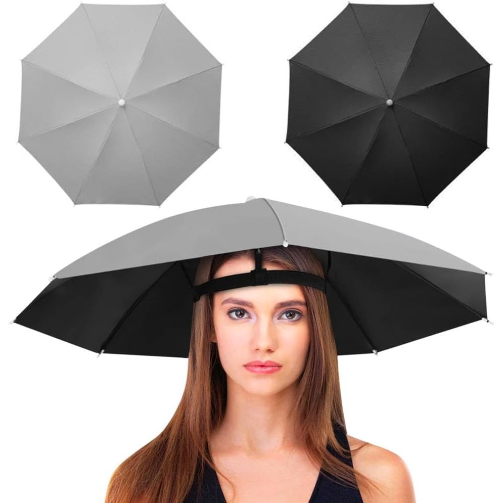 Umbrela de Cap, Flippy, Diametru 69 cm, Banda Elastica de Cap, Protectie UV/Ploaie, Negru [4]