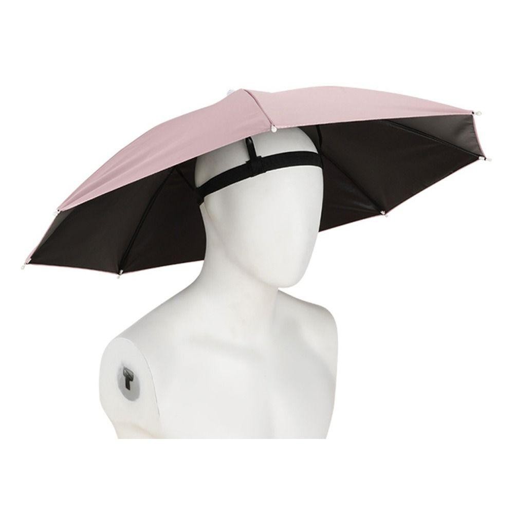Încălțăminte și accesorii vestimentare - Umbrela de Cap, Flippy, Diametru 69 cm, Banda Elastica de Cap, Protectie UV/Ploaie, Roz