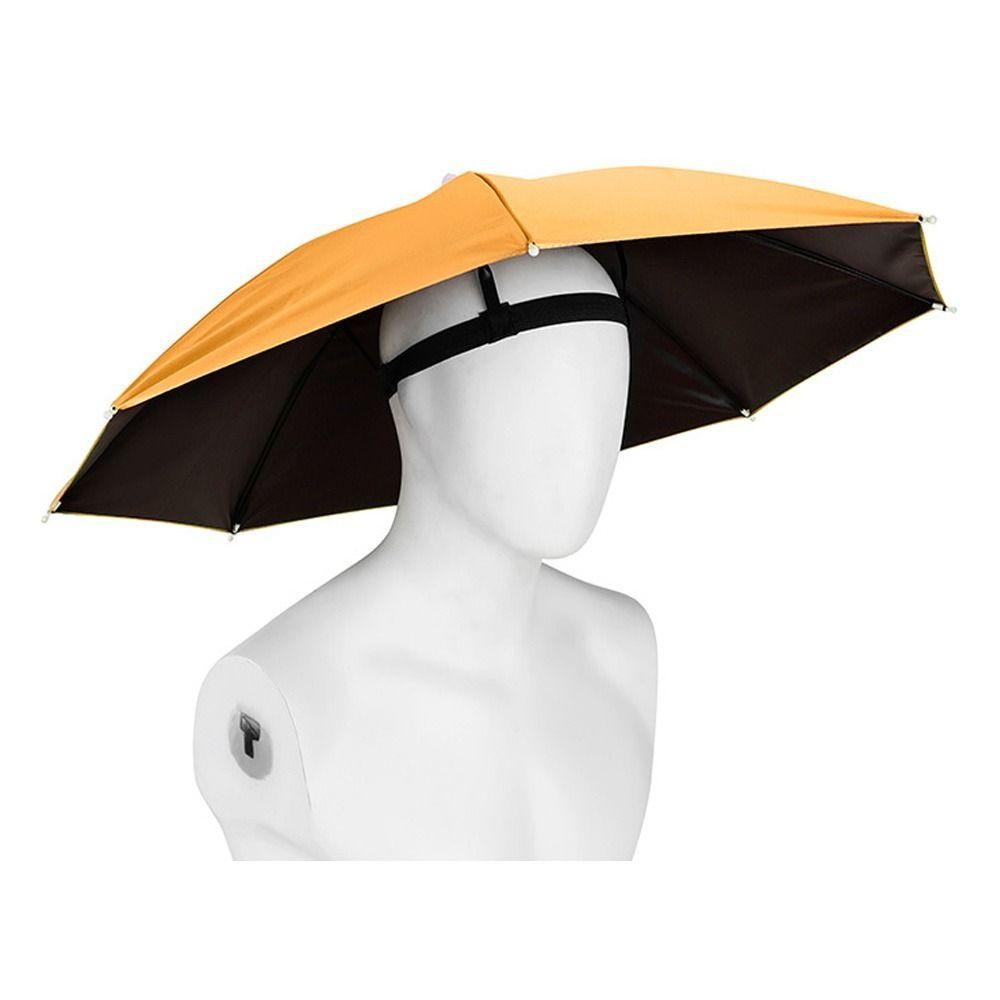Încălțăminte și accesorii vestimentare - Umbrela de Cap, Flippy, Diametru 69 cm, Banda Elastica de Cap, Protectie UV/Ploaie, Portocaliu