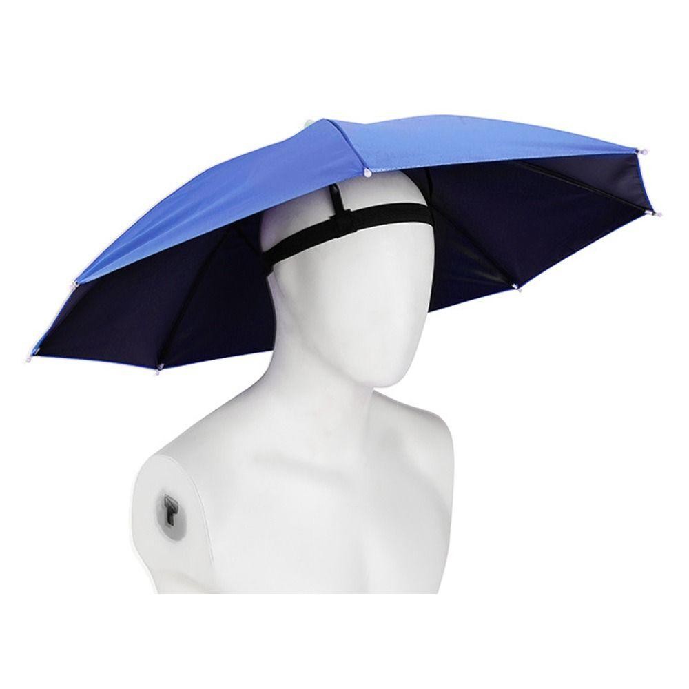 Încălțăminte și accesorii vestimentare - Umbrela de Cap, Flippy, Diametru 69 cm, Banda Elastica de Cap, Protectie UV/Ploaie, Albastru Safir