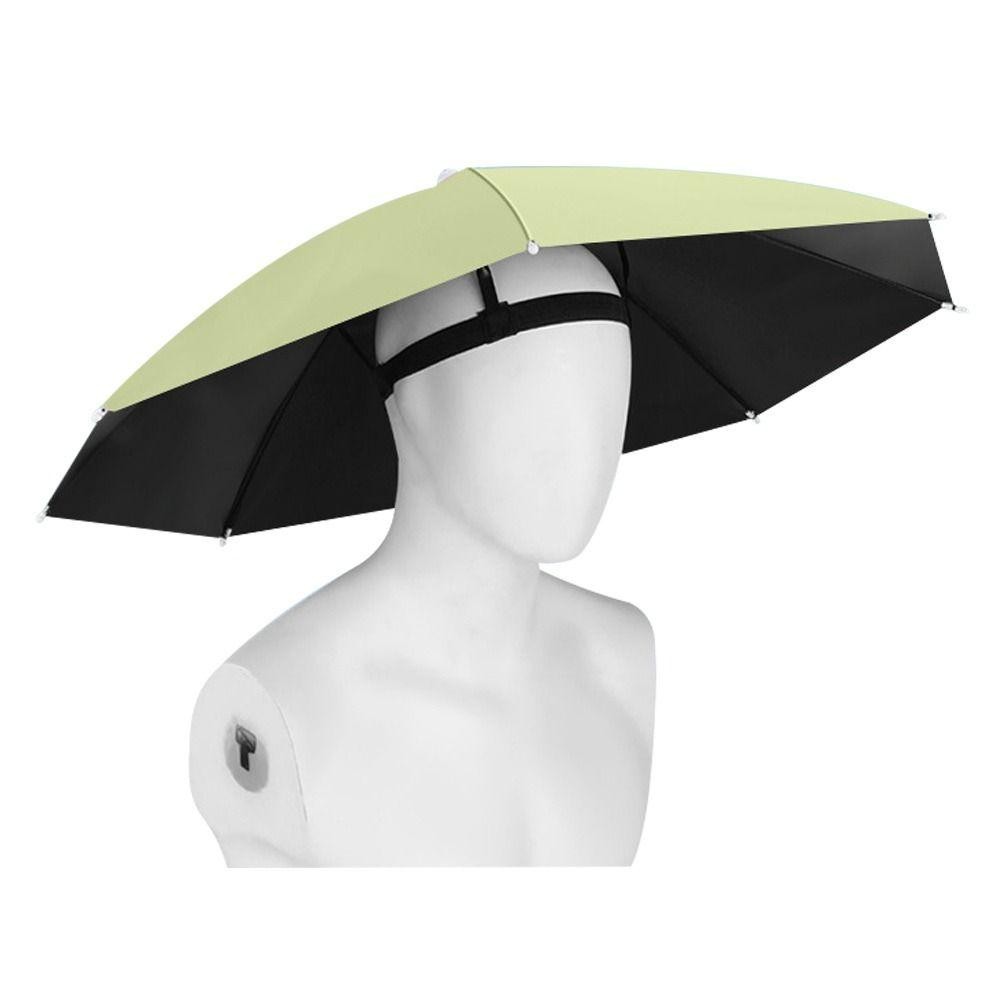 Încălțăminte și accesorii vestimentare - Umbrela de Cap, Flippy, Diametru 69 cm, Banda Elastica de Cap, Protectie UV/Ploaie, Verde Matcha