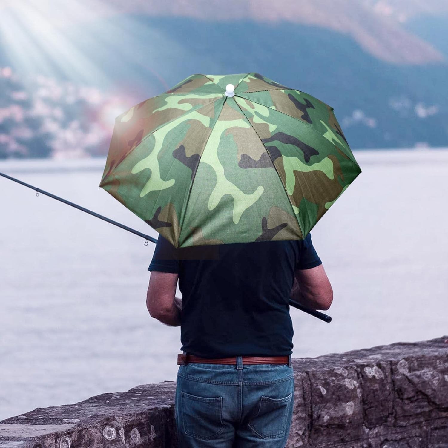 Umbrela de Cap, Flippy, Diametru 69 cm, Snur Reglabil de Cap, Protectie UV/Ploaie, Camuflaj [4]