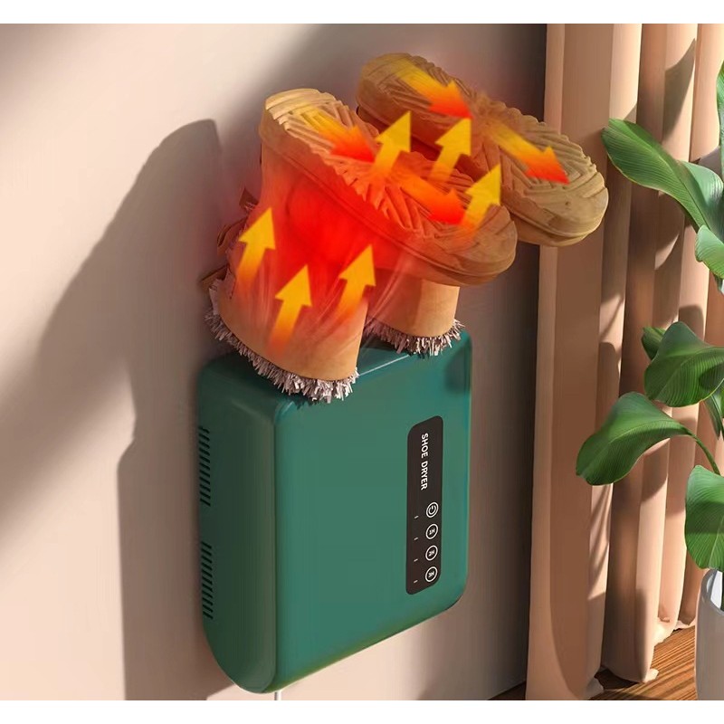 Uscator de Pantofi, Flippy, Functie de Uscare, Dezinfectie, Dezodorizare, Montaj pe Perete fara Perforare, din PVC, Silentios, Timer, Verde [1]