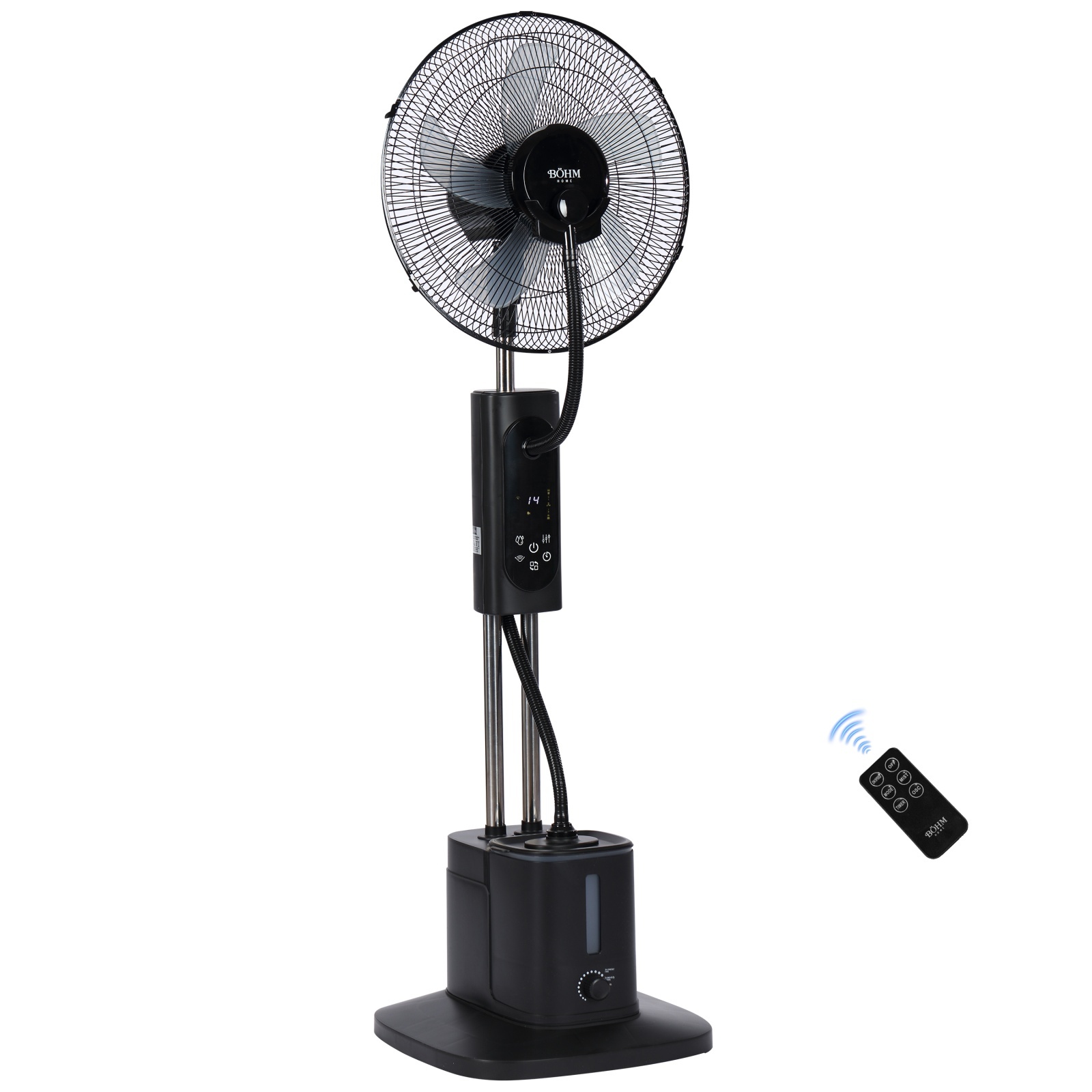 Casă și camping - Ventilator cu pulverizare apa si umidificare 16" BoHM BME-01A, 70W, 3 trepte de viteza, 3 moduri ventilare