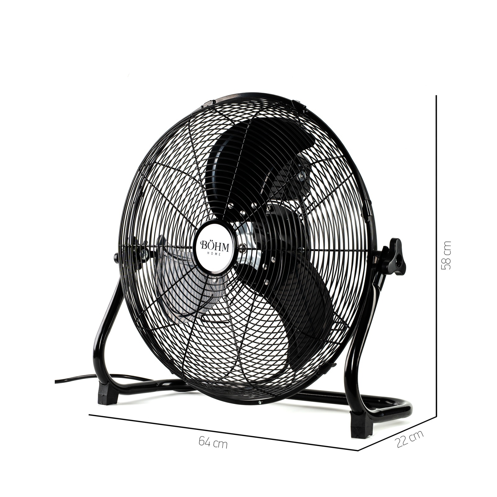 Ventilator de Podea 20" BoHM BLFF-50, Numar viteze 3, 110W, Unghi de inclinare reglabil [1]