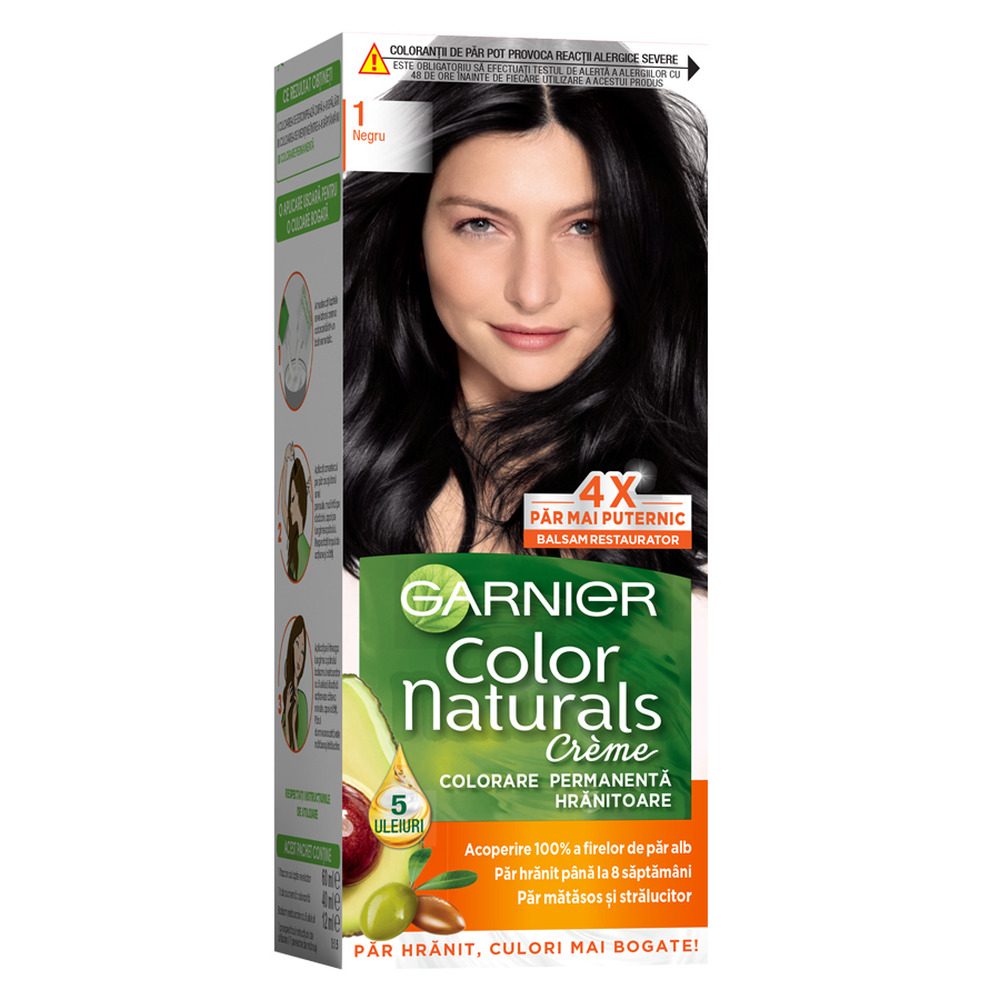 Îngrijire personală și cosmetice - Vopsea pentru Par, Garnier Color Naturals, 1 Negru