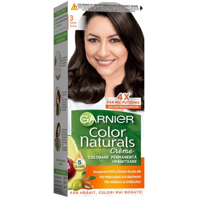 Îngrijire personală și cosmetice - Vopsea pentru Par, Garnier Color Naturals, 3 Saten Inchis