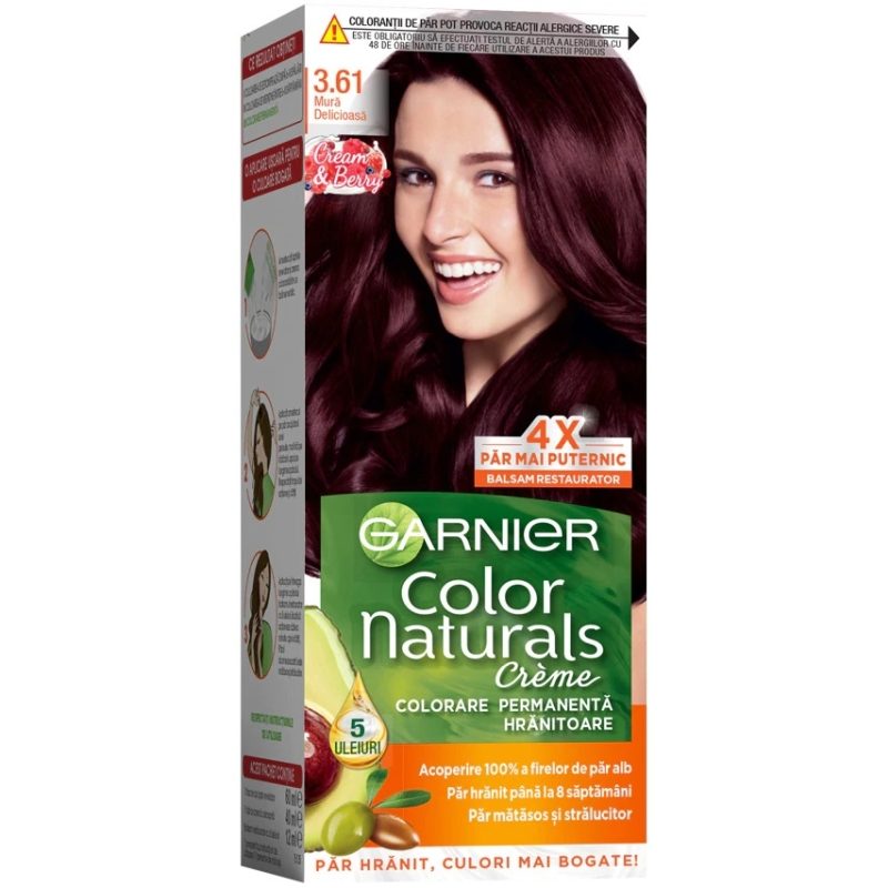 Îngrijire personală și cosmetice - Vopsea pentru Par, Garnier Color Naturals, 3.61 Mura Delicioasa