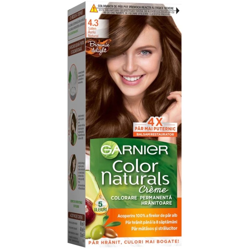 Îngrijire personală și cosmetice - Vopsea pentru Par, Garnier Color Naturals, 4/3 Saten Auriu