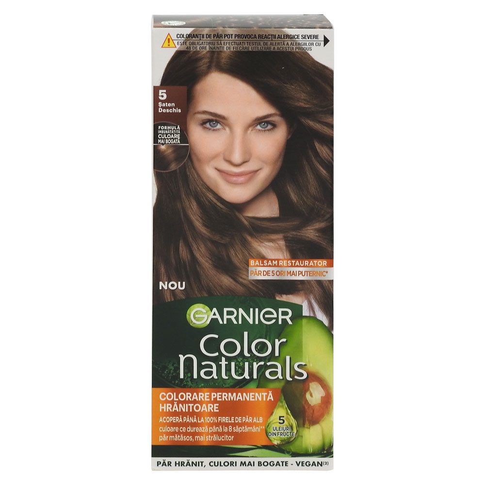 Îngrijire personală și cosmetice - Vopsea pentru Par, Garnier Color Naturals, 5 Saten Deschis