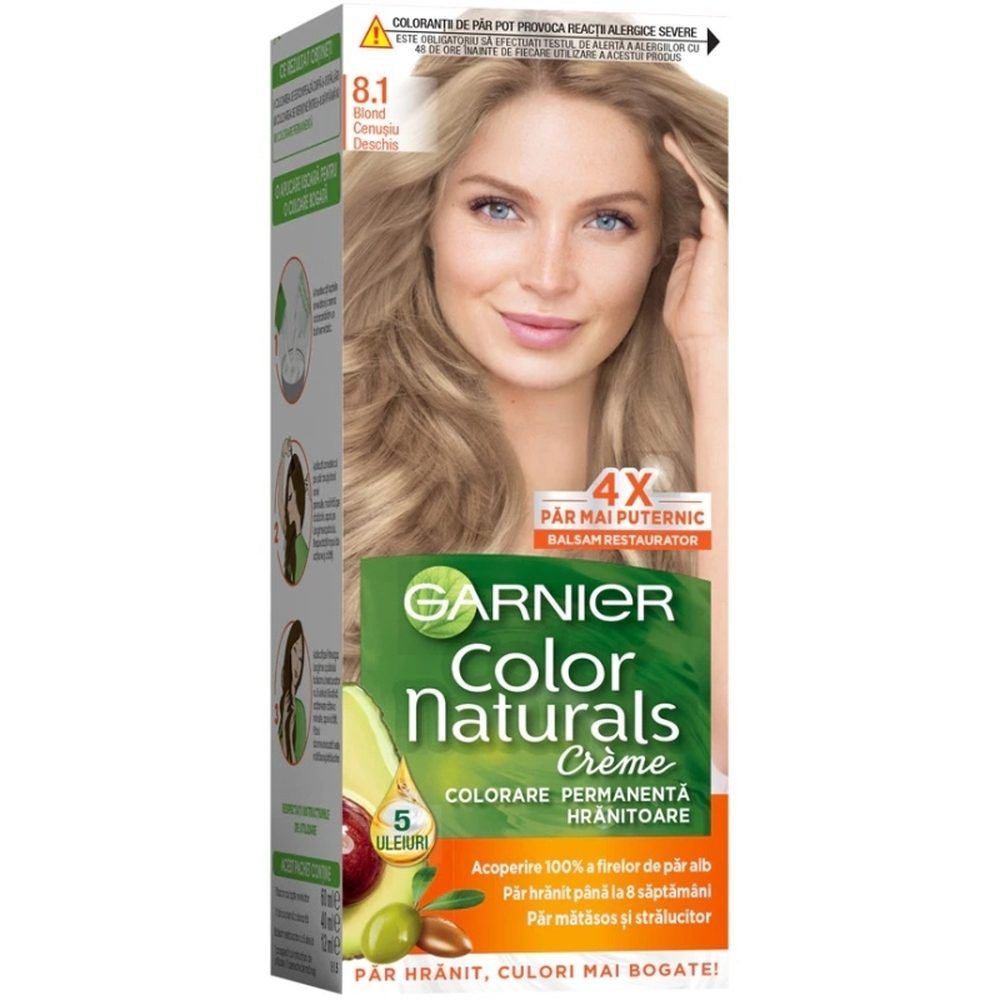 Îngrijire personală și cosmetice - Vopsea pentru Par, Garnier Color Naturals, 8.1 Blond Cenusiu Deschis