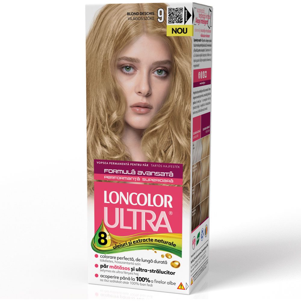 Sub 99 Lei - Vopsea pentru Par, Loncolor Ultra, 9 Blond Deschis