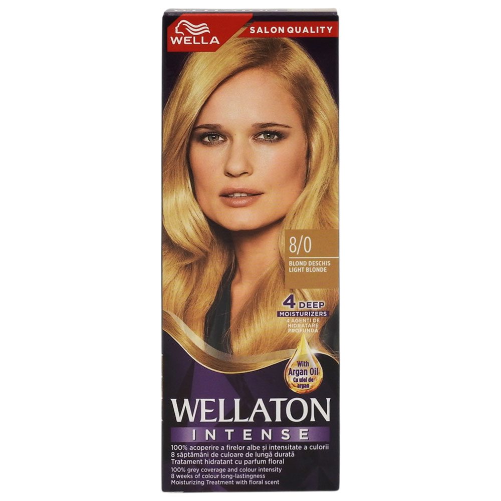 Sub 99 Lei - Vopsea pentru Par, Wellaton, 8/0 Light Blonde