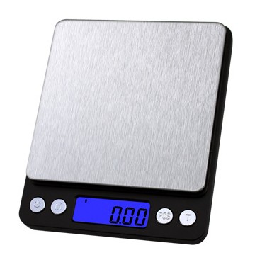Casă și camping - Mini Cantar Electronic, Flippy, pentru Alimente/Bijuterii, max 3 Kg, 2 x AA, 12.7 x 10.6 x 1.9 cm, Negru/Gri