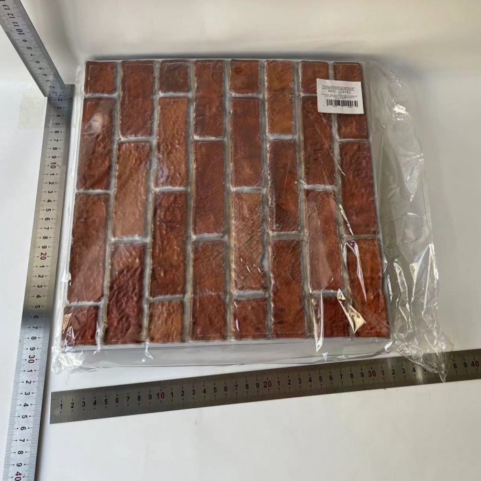 10 x Placi Tapet Autocolant 3D cu Imitatie de Caramida, pentru Perete Bucatarie Sufragerie, Usor de Curatat, Rezistent la Apa, Autoadeziv, 30x30 cm, Rosu [9]