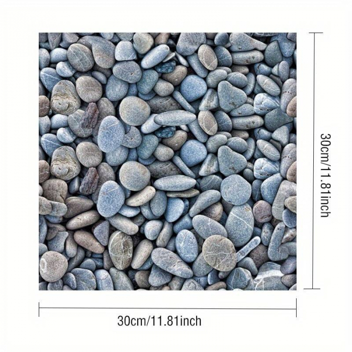 10 x Placi Tapet Autocolant 3D cu Imitatie de Pietre Mici, pentru Perete Bucatarie Sufragerie, Usor de Curatat, Rezistent la Apa, Autoadeziv, 30x30 cm, Gri [5]