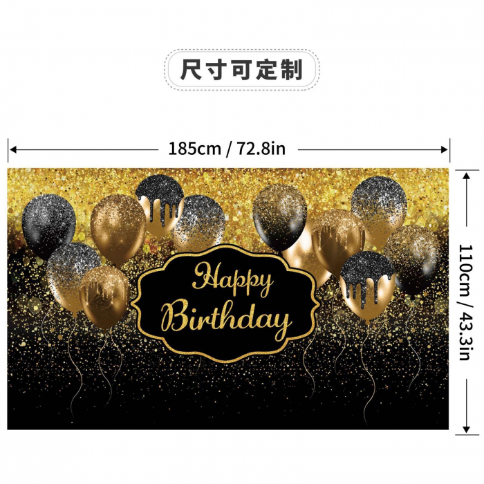 Banner Tip Fundal pentru Poze, Flippy, din Panza, 185 x 110 cm, Sfoara 6 m, Prindere in 4 Colturi, Negru/Auriu [1]