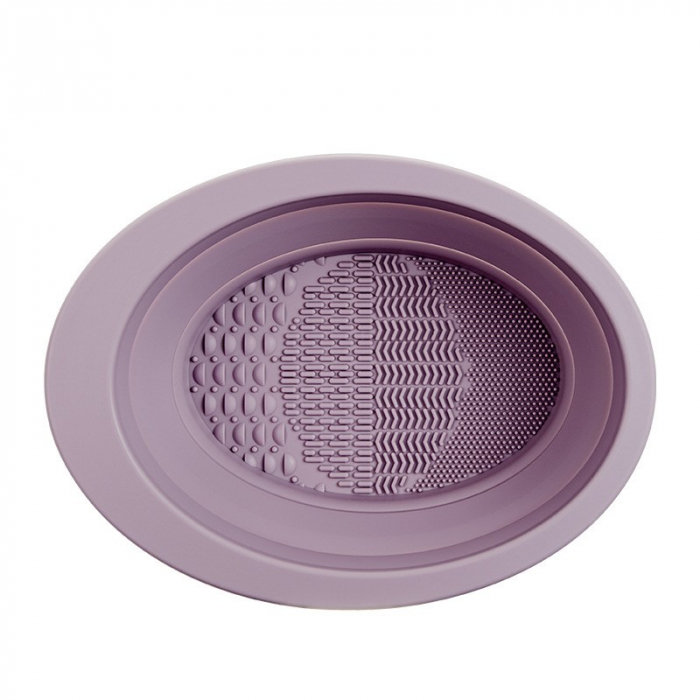 Accesoriu din silicon pentru curatarea accesoriilor makeup, pensule, buretei, 14.5 x 11,5 cm, 2 moduri de utilizare, pliabil, mov [1]