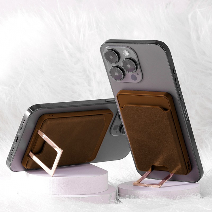 Accesoriu pentru telefon 3 in 1 Flippy, incarcator Wirelles Magsafe, portofel si suport, maro [2]