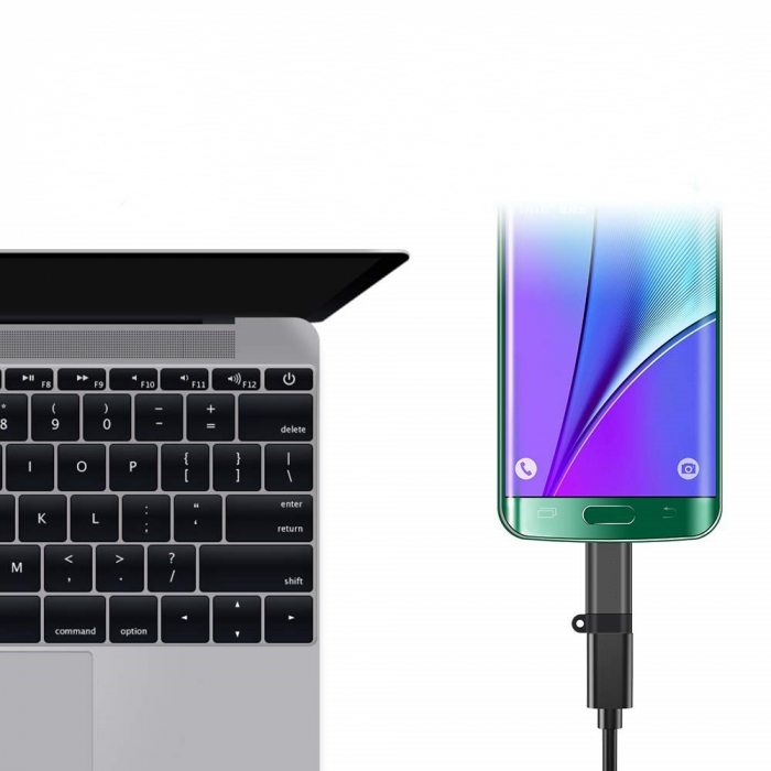 Adaptor Type C (mama) to micro USB (tata) cu Agatatoare Breloc inclusa, 2.5 cm lungime, Negru [5]