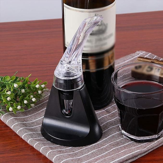 Aerator cu Turnator de Vin 2in1, Flippy, Decantare, Anti-Picurare, Fara Scurgere, 18x10x8cm, Negru [2]
