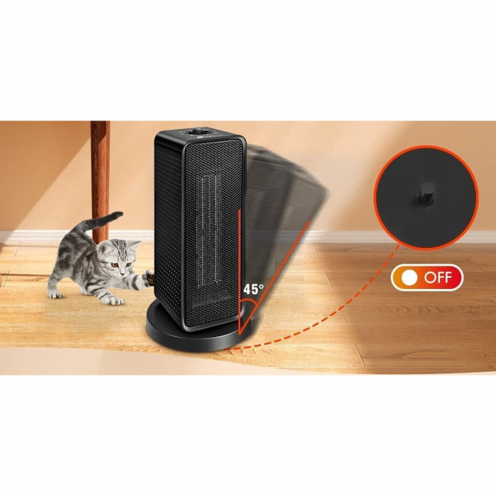 Aeroterma / Radiator Flippy, 1200 W, 2 trepte de putere, termostat reglabil, Negru [4]