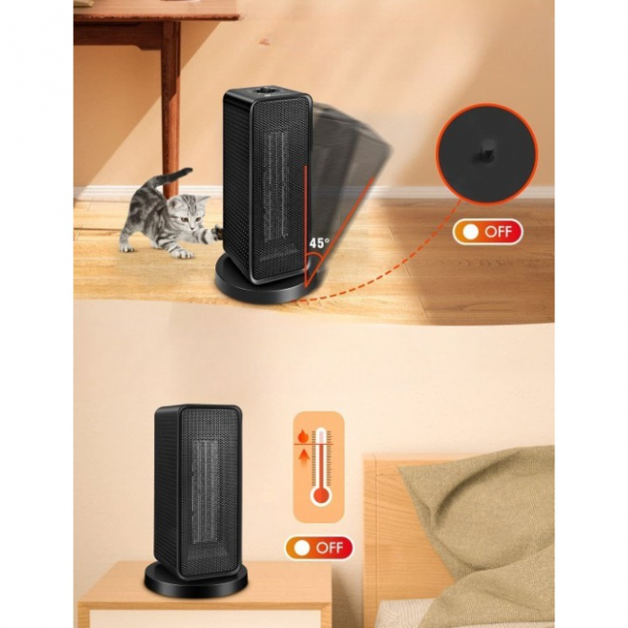 Aeroterma / Radiator Flippy, 1200 W, 2 trepte de putere, termostat reglabil, Negru [5]