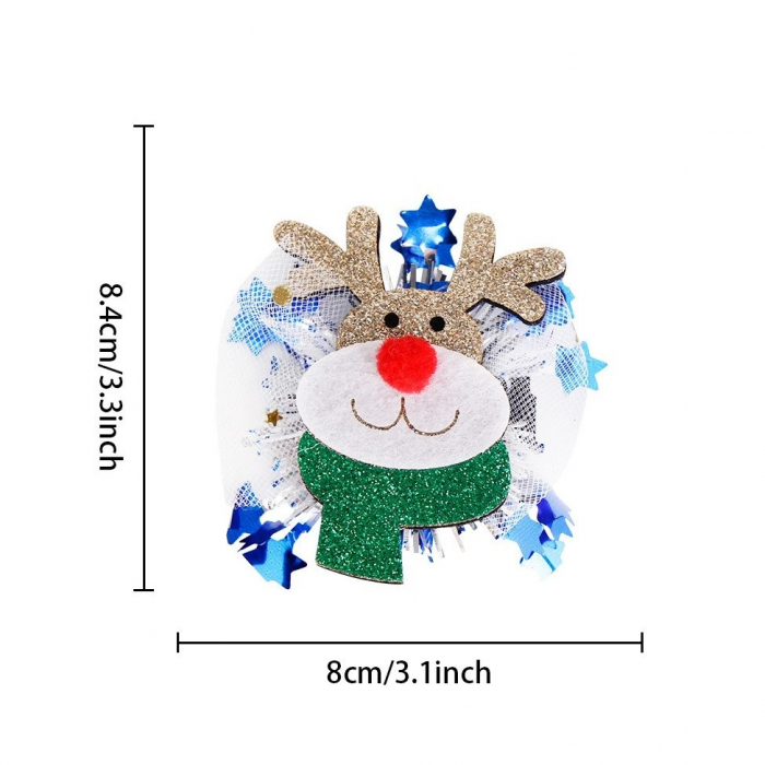 Agrafa de Par, Flippy, Tema Craciun, Model Ren, din Panza, 8.4 x 8 cm, Multicolor [2]