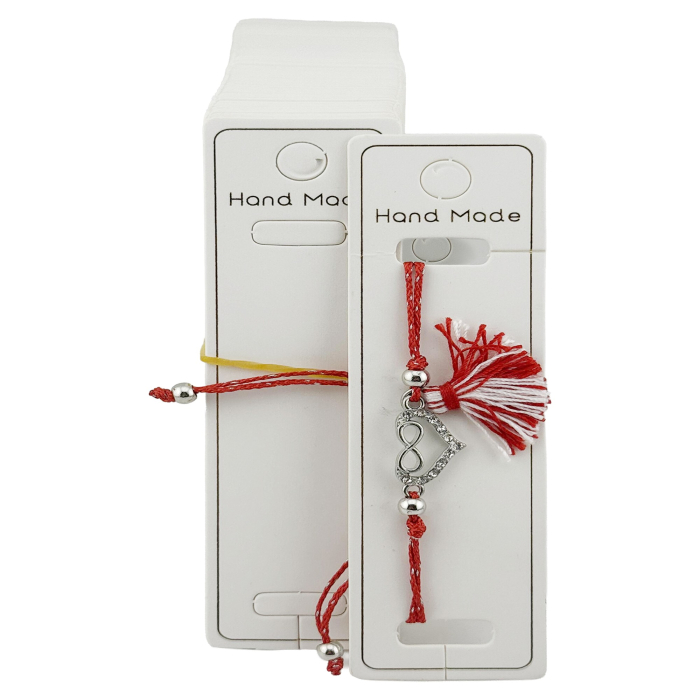 Ambalaje de Carton pentru Bratari, Flippy, Set 100 Bucati, Cartonase Suport Bratara, Model Hand Made, 11,5 x 3 cm, Alb [3]