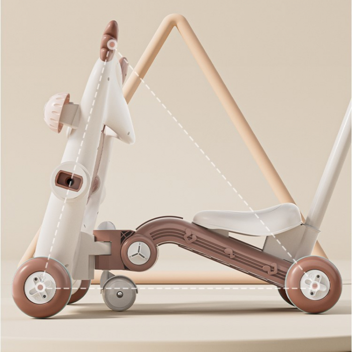 Antemergator pentru Copii 8 in 1, Flippy, Multifunctional, cu Maner de Impingere Detasabil, Scuter, Trotineta, Scaun Reglabil, Tavita Detasabila, Stabil, Antiderapant, 4 Roti, 56x44x64cm, 9-12 Luni, M [3]