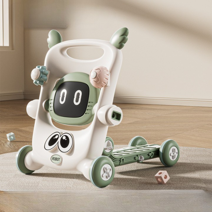 Antemergator pentru Copii 8 in 1, Flippy, Multifunctional, cu Maner de Impingere Detasabil, Scuter, Trotineta, Scaun Reglabil, Tavita Detasabila, Stabil, Antiderapant, 4 Roti, 56x44x64cm, 9-12 Luni, V [6]