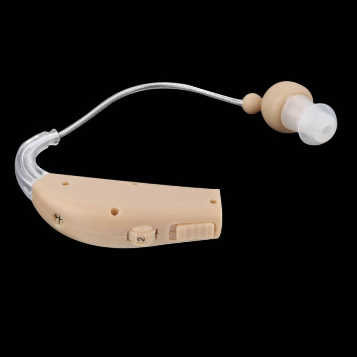 Aparat Auditiv BTE Reincarcabil, Flippy, JZ-1088F, Aparat Auditiv Auxiliar cu Statie de Incarcare, In EAR, Amplificator de Sunet, din ABS Silicon, Bej [3]