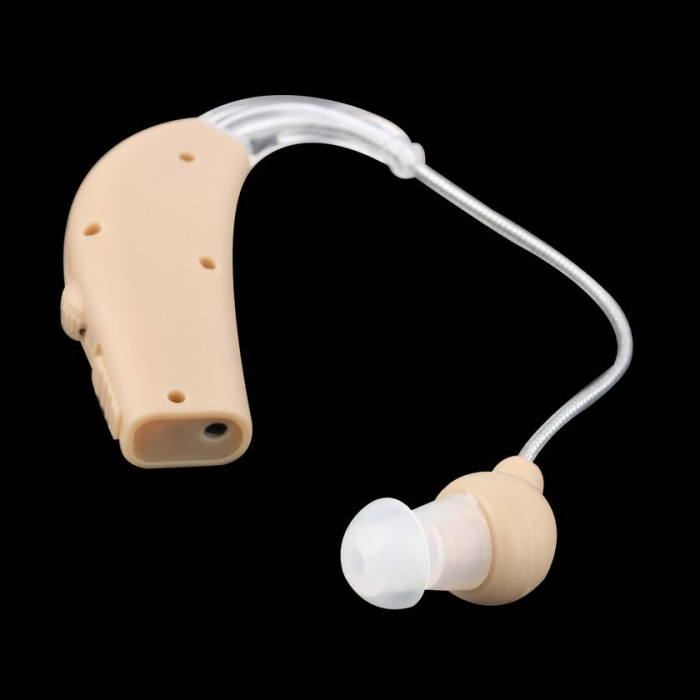 Aparat Auditiv BTE Reincarcabil, Flippy, JZ-1088F, Aparat Auditiv Auxiliar cu Statie de Incarcare, In EAR, Amplificator de Sunet, din ABS Silicon, Bej [2]