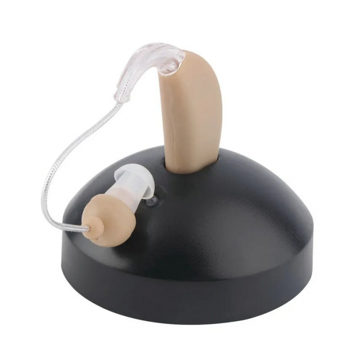Aparat Auditiv BTE Reincarcabil, Flippy, JZ-1088F, Aparat Auditiv Auxiliar cu Statie de Incarcare, In EAR, Amplificator de Sunet, din ABS Silicon, Bej [1]