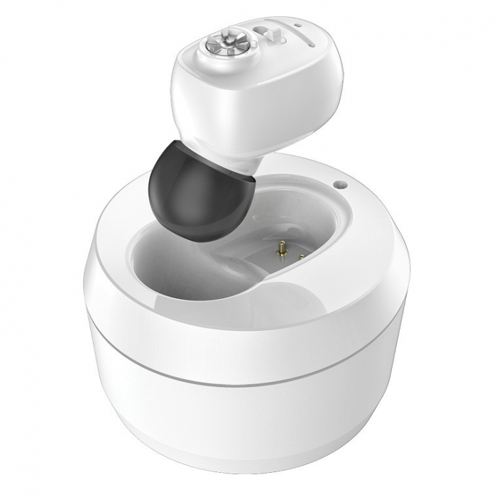 Aparat Auditiv Intraauricular In-Ear, Flippy, Amplificator de sunet pentru Auz, Minuscul Design Nou, 14 x 10 x 3.8 cm, 116 gr, Alb [1]