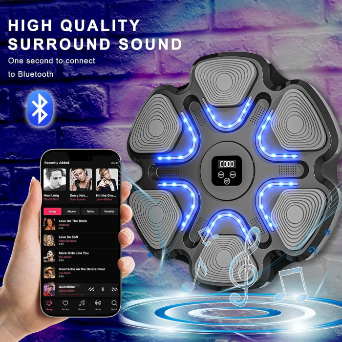 Aparat Box Cu Muzica, Montabil pe Perete, Flippy, Negru, Difuzor, Bluetooth, Iluminare LED, 38 x 27 x 32 cm, Manusi Incluse [5]