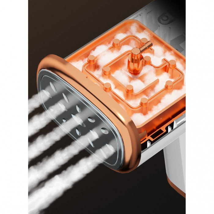 Aparat de Calcat Vertical Portabil cu Abur, Flippy, Putere 1000W, Rezervor de 100 ml, Priza, Functie Anti Calcar si Auto Curatare, Pliabil, 15x17x7.5 cm, Alb [8]